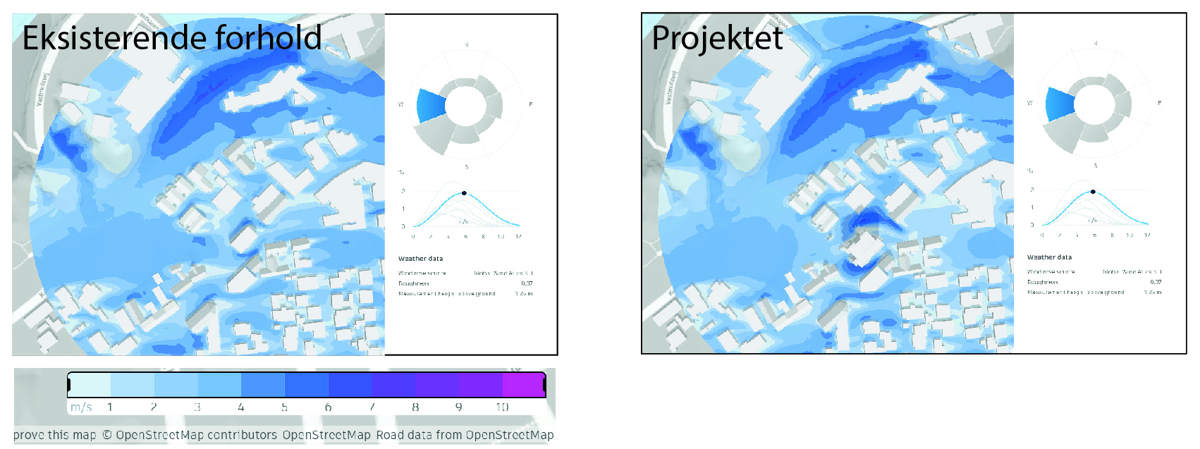 vindforholdene fra vind fra vest